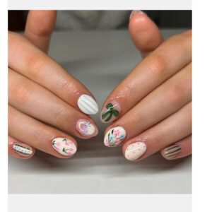 French Floral Press On Nails